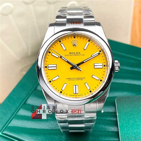 rolex yellow gold white dial|Rolex oyster perpetual yellow 41.